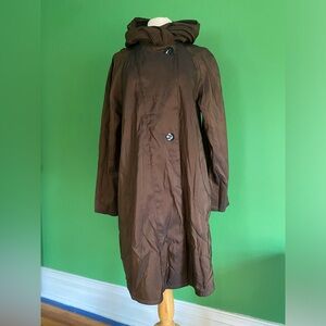 Mycra Pac reversible black Brown pleated Hood Coat